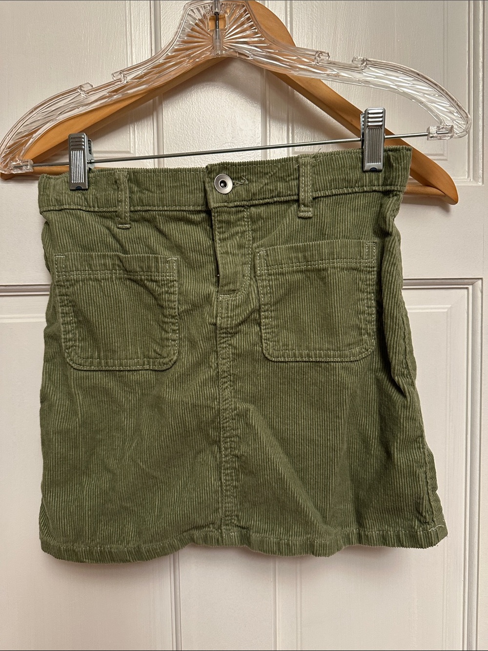 The Children's Place Olive Green Corduroy Mini Skirt with Patch Pockets
